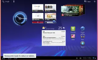  ??  ?? Honeycomb made its debut on tablets.