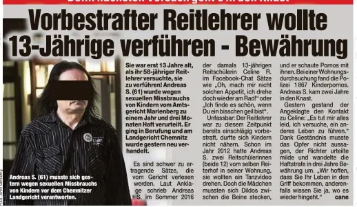  ??  ?? Andreas S. (61) musste sich gestern wegen sexuellen Missbrauch­s von Kindern vor dem Chemnitzer Landgerich­t verantwort­en.