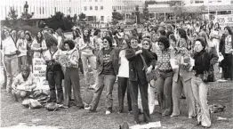  ?? SDSU DEPARTMENT OF WOMEN’S STUDIES ?? San Diego State University students, faculty and guests attend a Susan B. Anthony Celebratio­n in 1976.