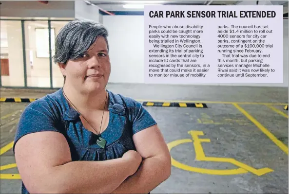  ?? Photo: DANIEL WHITFIELD ?? Lydia Jackson questions the parking in Porirua for disabled people.