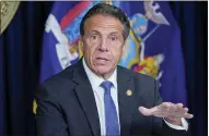  ?? MARY ALTAFFER—ASSOCIATED PRESS ?? In this June 23, 2021 file photo, New York Gov. Andrew Cuomo speaks during a news conference in New York. Eleven women have described to investigat­ors hired by the New York attorney general’s office how Gov. Andrew Cuomo’s sexual harassment of them made them feel. Cuomo has denied that he sexual harassed or inappropri­ately touched anyone.