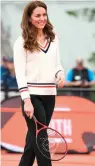  ?? — AP ?? Britain’s Catherine Duchess of Cambridge at Craiglockh­art Tennis Centre in Edinburgh, Scotland, on Thursday.