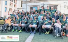  ??  ?? DAY TO REMEMBER: The disabled children met Sport and Recreation Minister Thulas Nxesi, left, and the Springboks as part of the First Swing Programme.