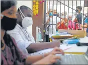  ??  ?? Senior citizens wait for their turn to get vaccinated with Covid-19 vaccine, at BMC hospital in Mumbai on Wednesday.