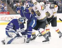  ?? RICHARD LAUTENS TORONTO STAR ?? Leafs goaltender Frederik Andersen had to make 36 saves in Tuesday night’s win over the Golden Knights.