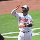  ?? TERRANCE WILLIAMS/AP ?? The Orioles’ Pedro Severino gestures after hitting a grand slam during the fifth inning against the Angels on Thursday.