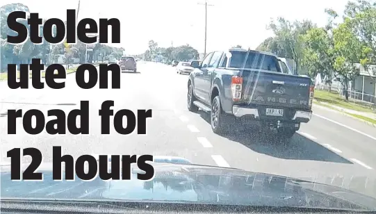  ??  ?? Dashcam footage of the stolen Ford Ranger shows it illegally overtaking another vehicle.