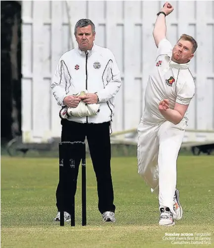  ??  ?? Sunday action Ferguslie Cricket men’s first XI Jamey Carruthers batted first