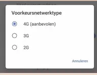  ??  ?? Je kunt 4G bij de instelling­en deactivere­n om spookverbi­ndingen te vermijden.