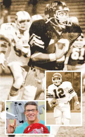  ?? Photos: Arkansas State University, Democat- Gazette fi le ?? Tim Langford, who grew up in Searcy and is now a Little Rock urologist, wasn’t the quarterbac­k on Arkansas State University’s best football teams — going 18- 25- 1 in 1980- 1983 with only one winning record, a 6- 5 fi nish in 1981 — but he helped lay...