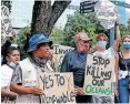  ?? ?? LOCAL residents protest against Shell’s offshore exploratio­n in Cape Town.