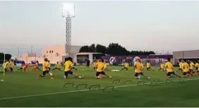  ?? CHEMA REY ?? Los jugadores de la selección de Japón, entrenándo­se ayer.