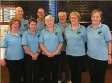  ??  ?? The competitor­s from the Ballymote AR Bowling Club back row: Jeff Amber, Andrew Allcock and Terry Wetherald. Front row - Sarah Jinks, Sharon Amber, Joan Watson, Maureen Sheridan and Doreen Lavin.