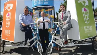  ??  ?? Pictured at the launch of the Gum Litter Taskforce’s gum litter education campaign in Ardee, Co. Louth are Cllr. Jim Tenanty , Martin Reilly, Litter Warden, Louth County Council and Cathaoirle­ach of Louth County Council, Cllr. Liam Reilly.