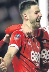  ?? Pictures: Getty Images/pa. ?? Left: Kieran Dowell scores Nottingham Forest’s fourth goal from the penalty spot; above: Ben Brereton celebrates scoring his side’s third goal.