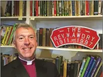  ?? Photos: Nathan Spence, Jonathan Mann/TR ?? Top: Talyllyn general manager Stuart Williams played cameraman for Tim Dunn’s interviews during the live stream of the Awdry extravagan­za. Left: Bishop Andy enjoyed his tour of the Awdry study.