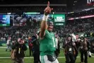  ?? ?? Jalen Hurts celebrates the Philadelph­ia Eagles’ overtime win against the Buffalo Bills. Photograph: Tim Nwachukwu/Getty Images