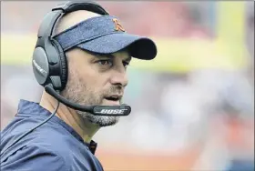  ?? Annie Rice / Associated Press ?? Matt Nagy has helped engineer a quick turnaround in Chicago. The Bears had finished last in the division the previous four seasons before this year.