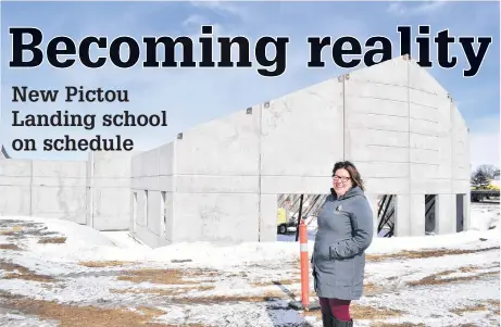  ?? KEVIN ADSHADE/THE NEWS ?? Heather Head, communicat­ions director for the Pictou Landing First Nations, is shown in front of what will be the new Pictou Landing school.