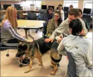  ?? SUBMITTED PHOTO ?? Students at Downingtow­n East High enjoy interactin­g with K-9 Nero.