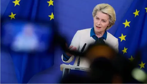  ?? ?? President Ursula von der Leyen said joint procuremen­t of gas will avoid competitio­n between member states.