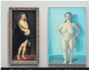  ??  ?? Klasikle çağdaşı yan yana getiren Hollanda Müzesi’ndeki Rubens ve Maria Lassing’i bir araya getiren köşe. Serginin adı “Zamanın Şekli..”