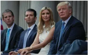  ?? ?? Former president Donald Trump with his children in 2014. From left, Eric, Donald Jr and Ivanka