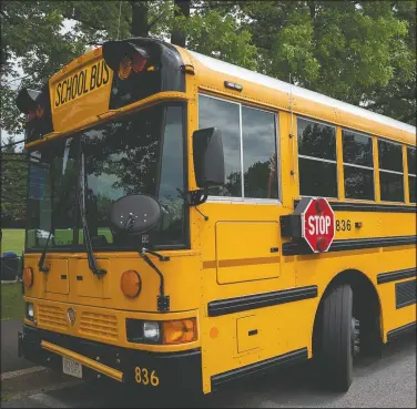  ?? (AP/J. Scott Applewhite) ?? Fairfax County Public School buses parked Monday at a middle school in Falls Church, Va. Very few Americans believe schools should return to normal operations this fall, a new poll says, even as President Donald Trump insists that’s what parents and students want.