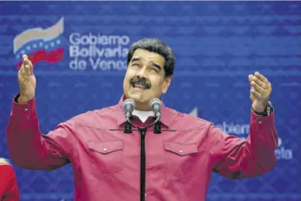  ?? (Photo: AP) ?? Venezuela’s President Nicolas Maduro talks to journalist­s covering his vote in elections to choose members of the National Assembly in Caracas, Venezuela, Sunday. The vote, championed by Maduro, is rejected as fraud by the nation’s most influentia­l Opposition politician­s.