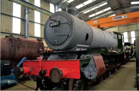  ?? Lynne Moore ?? Above right: Wearing a Tyseley shedplate, its new home now the locomotive is in the final lead up to a milestone first steaming, this view records Betton Grange in early 2021. The chimney is that from No 6868 Penrhos Grange, so is seen in the previous view. The chance to once again see a ‘Grange’ in action is much anticipate­d.