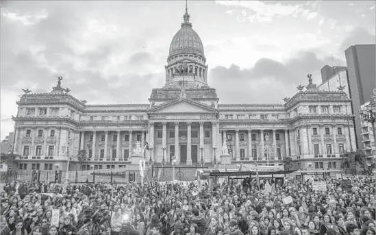  ?? Matias Jovet Sipa USA ?? THOUSANDS of women march in Buenos Aires in September for legal abortion in Argentina, where abortion complicati­ons are the leading cause of maternal death.