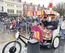  ??  ?? Veterans Reginald Hardman and Alan Atkins at the Remembranc­e Sunday service at the Southport Cenotaph