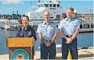  ?? BOB MACK/ASSOCIATED PRESS ?? NTSB Vice Chairman T. Bella Dinh-Zarr speaks before the search was suspended.