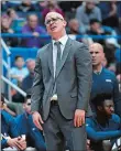  ?? JESSICA HILL/AP PHOTO ?? UConn head coach Dan Hurley reacts during the second half of the game against Arizona on Sunday at the XL Center in Hartford.