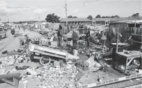  ??  ?? The scene of last Friday's bomb blast at Kuje Market in Abuja.