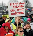  ??  ?? Primary school teachers and principals march in Hamilton as part of a nationwide strike in August.