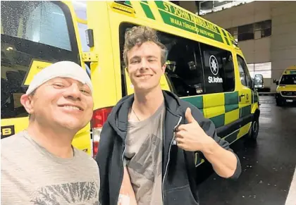  ?? ?? Auckland mayoral candidate Craig Lord and his son went to hospital after an altercatio­n with an allegedly drunk driver. The photos were posted on Instagram.