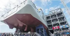  ?? ANDREW VAUGHAN / THE CANADIAN PRESS ?? Shipyard workers attend the naming ceremony for CHMCS Harry DeWolf in Halifax on Friday.