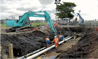  ?? PHOTO: DAN MCGRATH/STUFF ?? About 11 concrete trucks-worth of jet fuel leaked into the ground from the pipeline near Ruakaka.