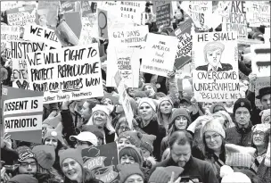  ??  ?? Demonstrat­ors begin to gather in Washington, D.C., for the Women’s March on the first full day of Donald Trump’s presidency in January 2017.