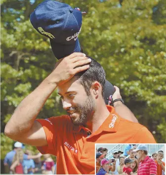  ?? STAFF PHOTOS BY CHRIS CHRISTO ?? LOWBALL OFFERS: Yesterday was a day for scoring at TPC Boston and the Dell Technologi­es Championsh­ip, as both Adam Hadwin (above) and Jordan Spieth (right) fired 6-under 65s to climb the leaderboar­d.
