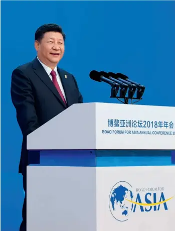  ??  ?? 10 de abril de 2018. El presidente Xi Jinping pronuncia un discurso durante la inauguraci­ón de la conferenci­a anual del Foro de Boao para Asia 2018.