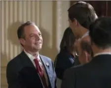  ?? CAROLYN KASTER - THE ASSOCIATED PRESS ?? In this July 26 file photo, White House Chief of Staff Reince Priebus talks with White House senior adviser Jared Kushner in the East Room of the White House in Washington. New White House communicat­ions director Anthony Scaramucci went after Priebus...