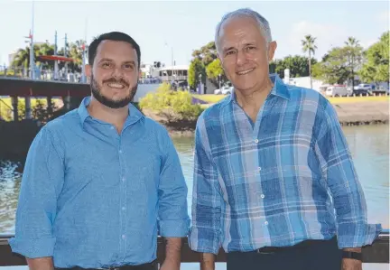  ??  ?? NO COMMITMENT: Prime Minister Malcolm Turnbull with LNP candidate Philip Thompson in Townsville yesterday.