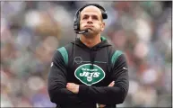  ?? Adam Hunger / Associated Press ?? Jets head coach Robert Saleh reacts during Sunday’s loss to the Bills in East Rutherford, N.J.
