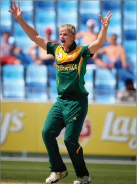  ?? Picture: SUPPLIED ?? HOWZAT: Corbin Bosch was part of the SA Under-19 team that won the World Cup in 2014.