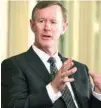  ?? Austin American-Statesman via AP ?? University of Texas System Chancellor Bill McRaven speaks with Texas Tribune CEO Evan Smith on Feb. 5, 2015, in Austin.