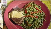  ?? LINDA GASSENHEIM­ER/TNS ?? Beef Tenderloin Gorgonzola with Spaghetti and Sweet Pimentos.