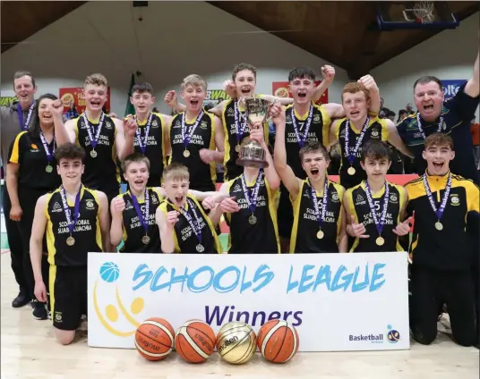  ??  ?? The Scoil Phobail Sliabh Luachra, Rathmore team that won the U-16 A Boys All-Ireland Schools League title in style on Monday with a 61-55 win over Cork’s Scoil Mhuire Gan Smál