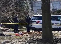  ?? PETE BANNAN - MEDIANEWS GROUP ?? Police are investigat­ing a shooting during a funeral at the Friends Southweste­rn Burial Grounds on Powell Lane.